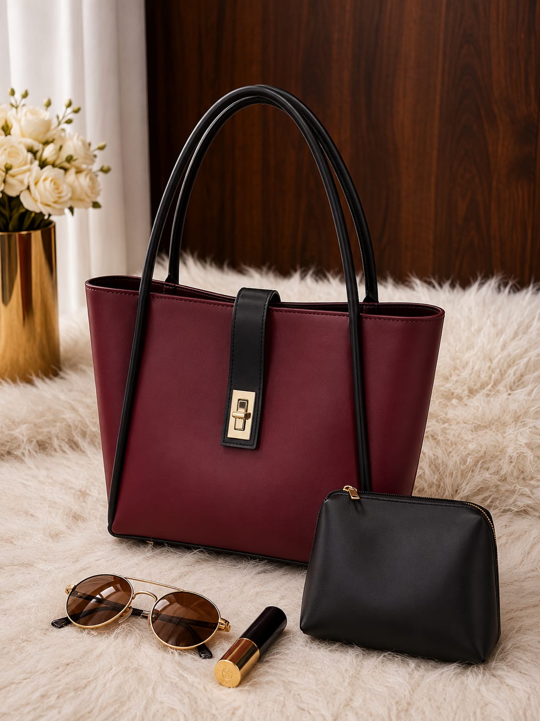 Premium Ladies Handbag with Matching Pouch