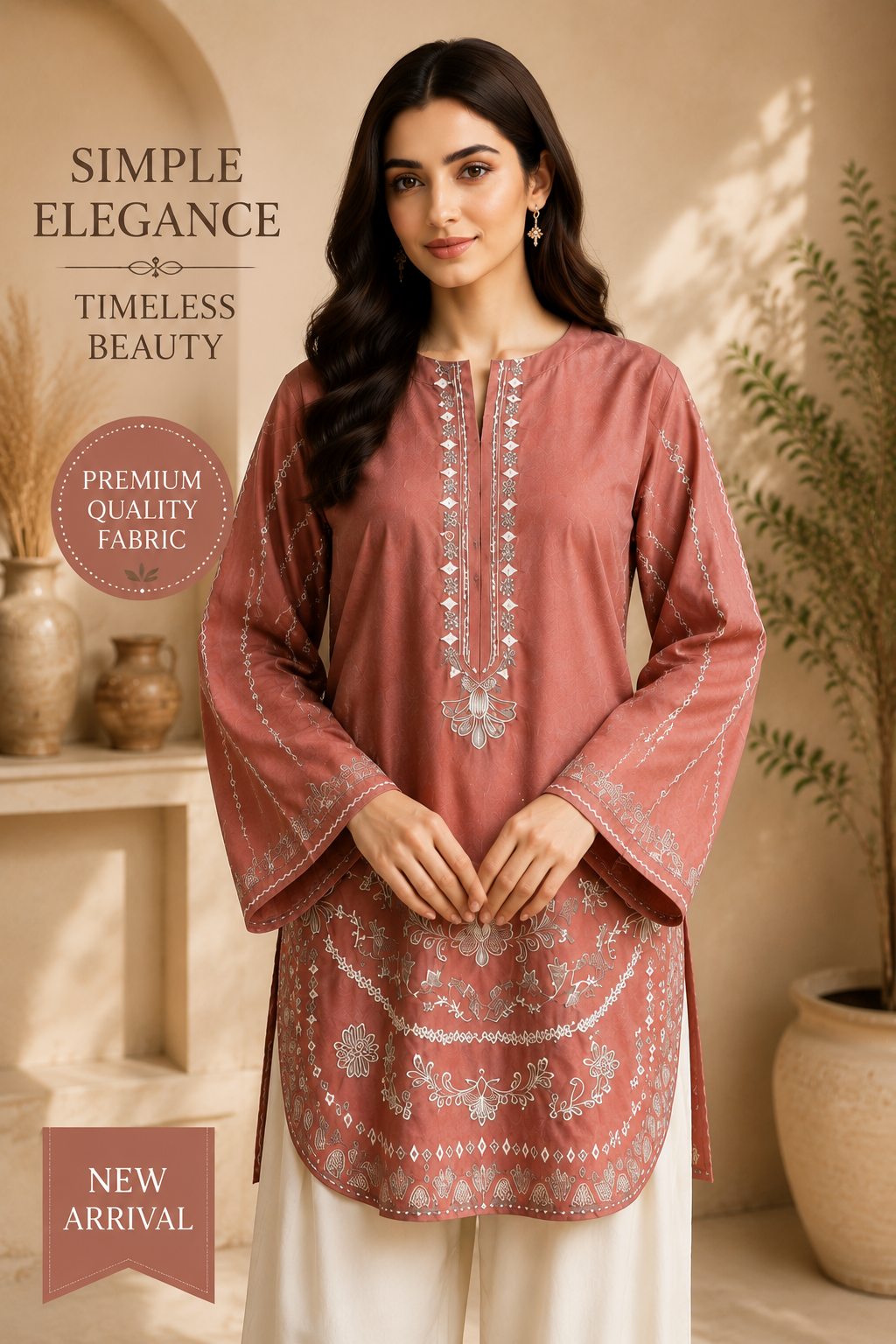 Dusty Rose Embroidered 2 Piece Suit | Luxury Pakistani Women's Wear