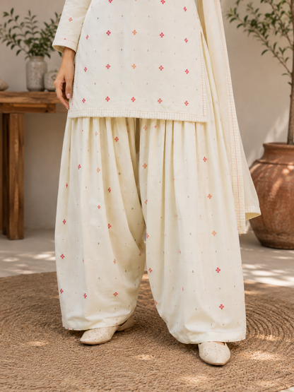Premium Embroidered 2-Piece Suit – Elegant Cream Collection