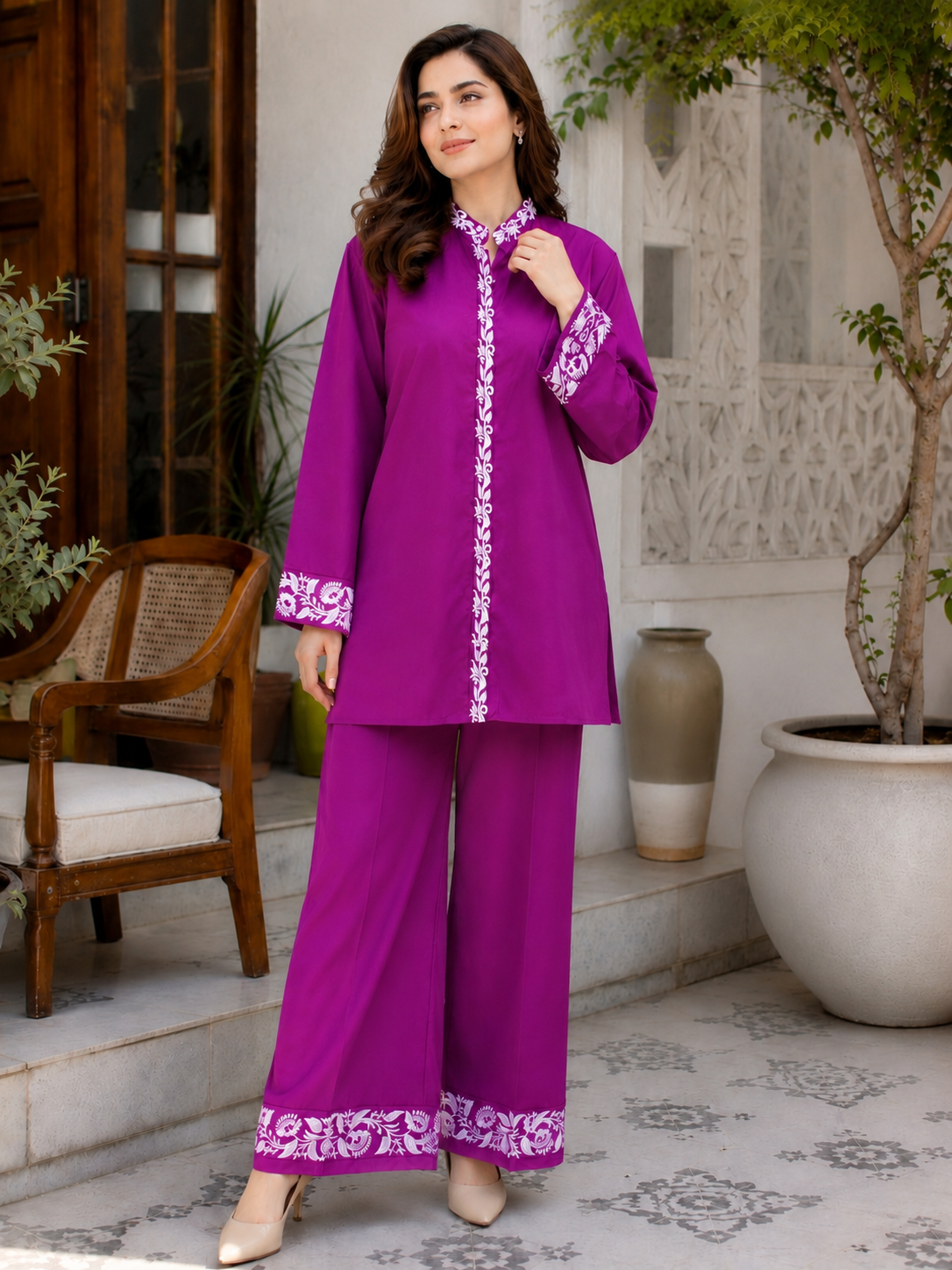 Embroidered Summer Lilan Cord Set